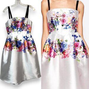 Stain Floral Fit and Flare Mini Dress XS